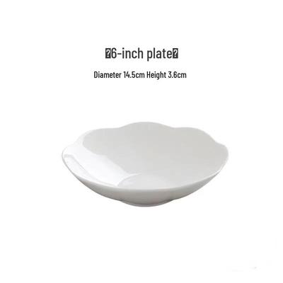 Ru Han Pure White Bone China Chrysanthemum Dumpling Plate Set