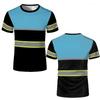 T-shirt da lavoro a righe semplice, estiva, casual, a maniche corte, con stampa 3D, girocollo, top