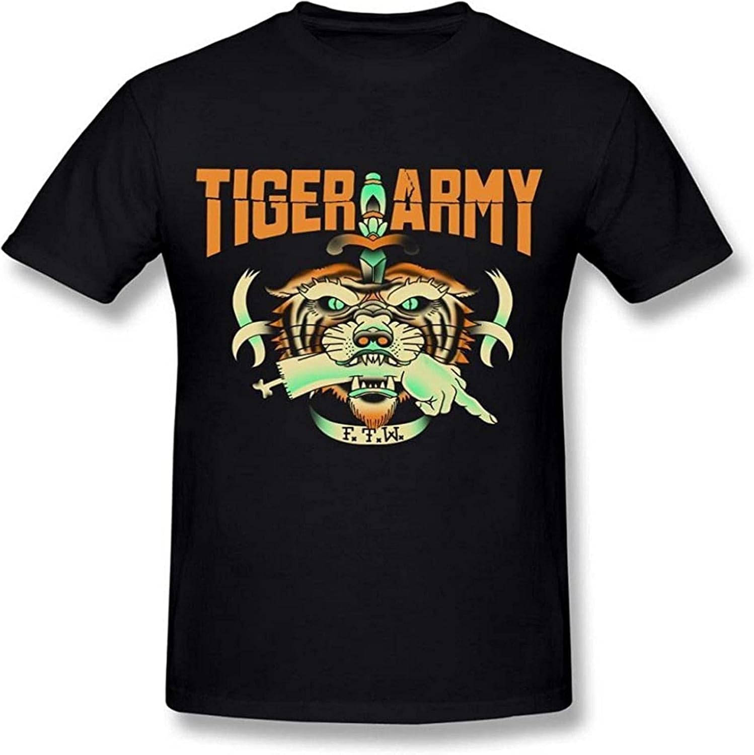 Tiger Army Band Logo Poster T-Shirt Man s Fashion Black Unisex Tees XL