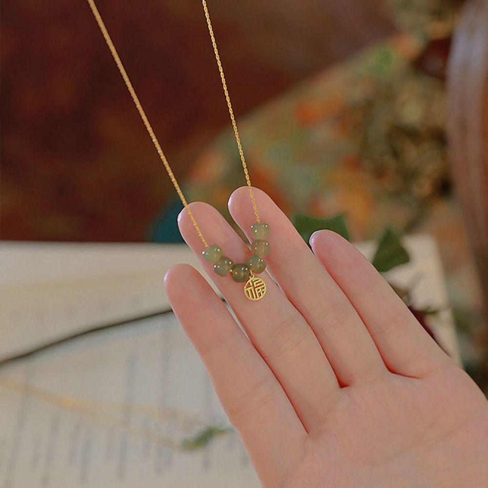 

Friends Gift Transfer Bead Necklace Women Clavicle Chain Chinese Style Necklace Fashion Jewelry