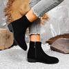Fashion Women's suede warm ankle boots comfortable outdoor shoes fashionable mid-heel winter new style 2025