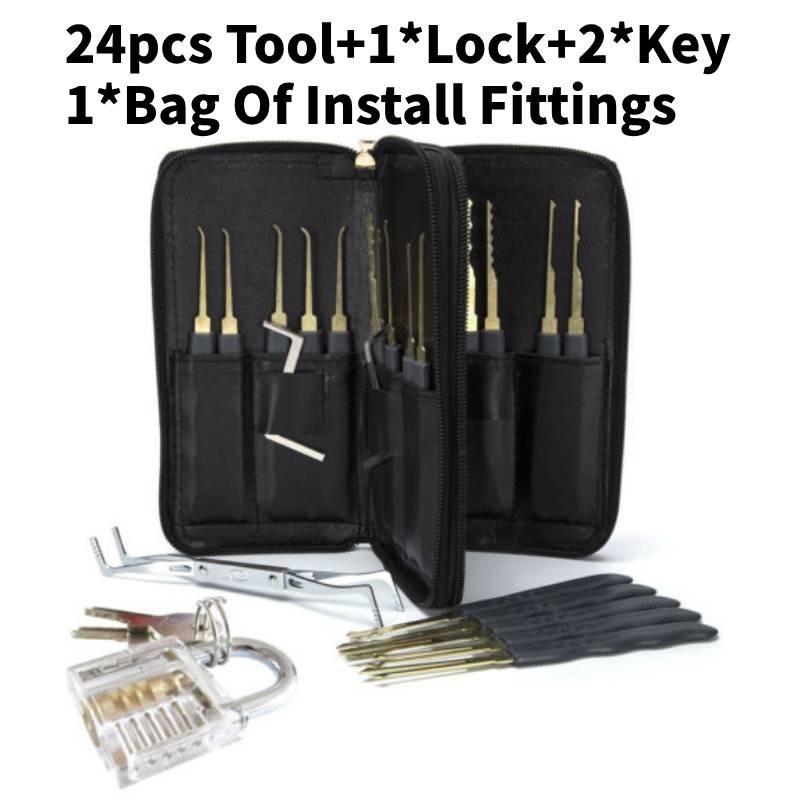 Set Lock 24pcs Pick Tools Transparent Padlock Locksmith Training Tool Padlock