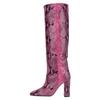 Fashion Brand Design European American Crocodile Sleeve Knee High Women's Boots Large 43 Thick Heel High Boots Show Knight Women's Shoes