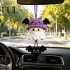 Hand Woven Ghost Decor Halloween Crochet Hanging Decoration, Handmade Ornament for Car Knitted Bag Charm Rearview Mirror, Knit Yarn Pendant