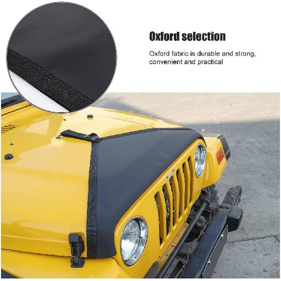 RT-TCZ for Jeep Wrangler TJ Hood Cover Exterior Accessories Engine Hood Bra Front Protector for Jeep Wrangler 1997-2006 Plain Black