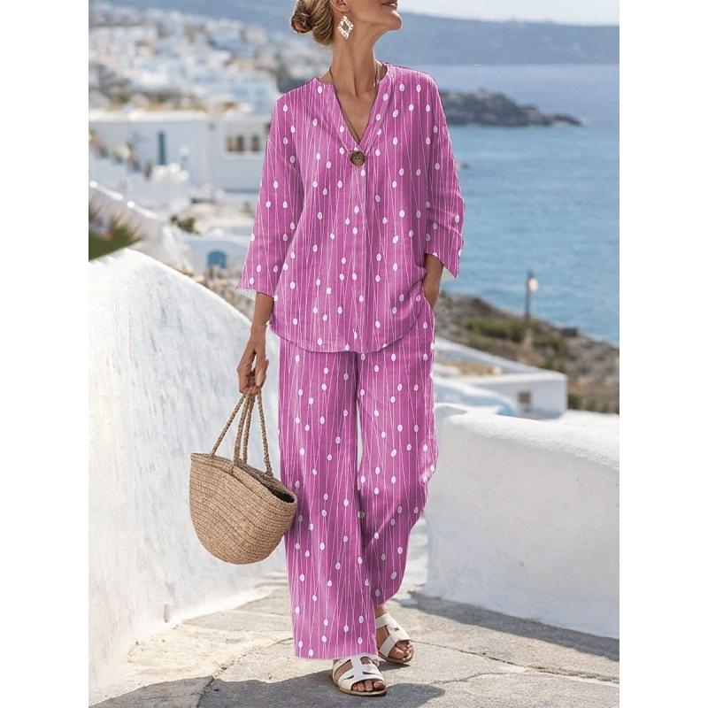 New European and American style sleeveless digital printing wide-leg pants set women's summer casual fashion two-piece set trendy