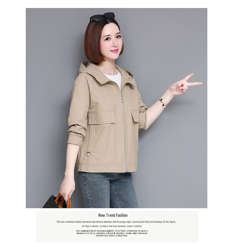 Women's Petite Hooded Trench Coat - Casual & Stylish for Spring & Autumn