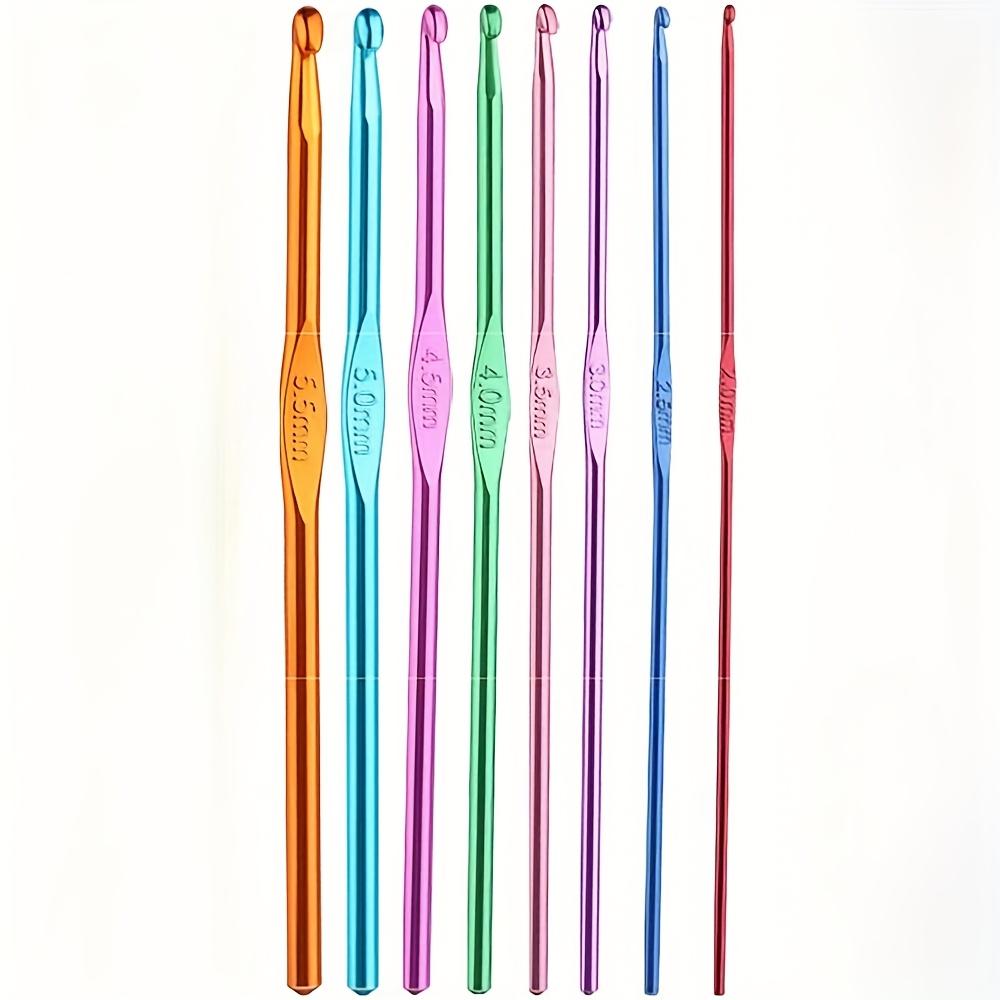 

Набор из 8 ярких алюминиевых крючков для вязания - Эргономичные спицы для вязания разных цветов для рукоделия, Набор предметов первой необходимости для вязания из пряжи