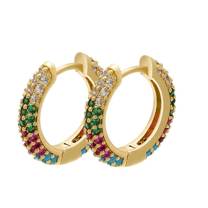 Multicolour Cubic Zirconia Hoop Earrings Hypoallergenic Silver Plated Brass Jewelry Earrings for Men Trendy