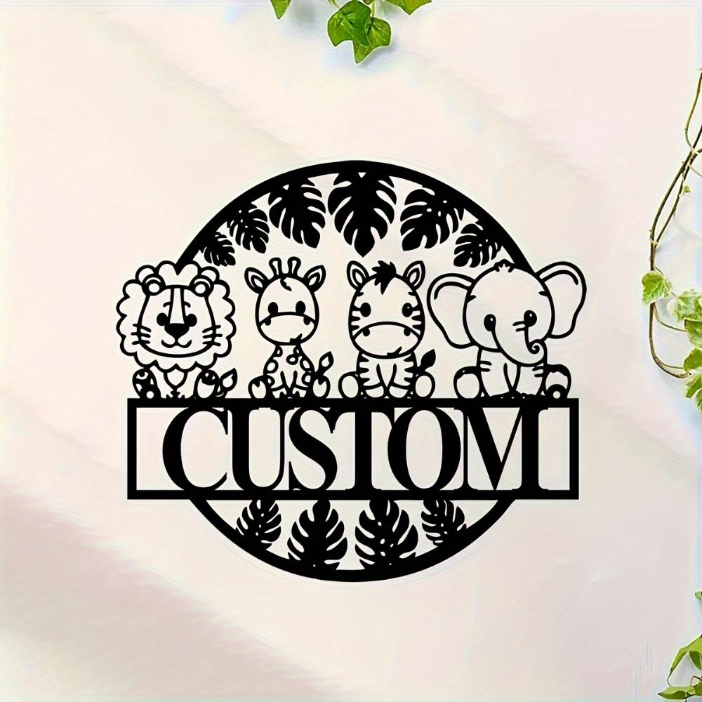 Safari Animal Metal Wall Art for Kids Room Nursery Durable Vintage Tin Sign Personalized Jungle Theme Decor
