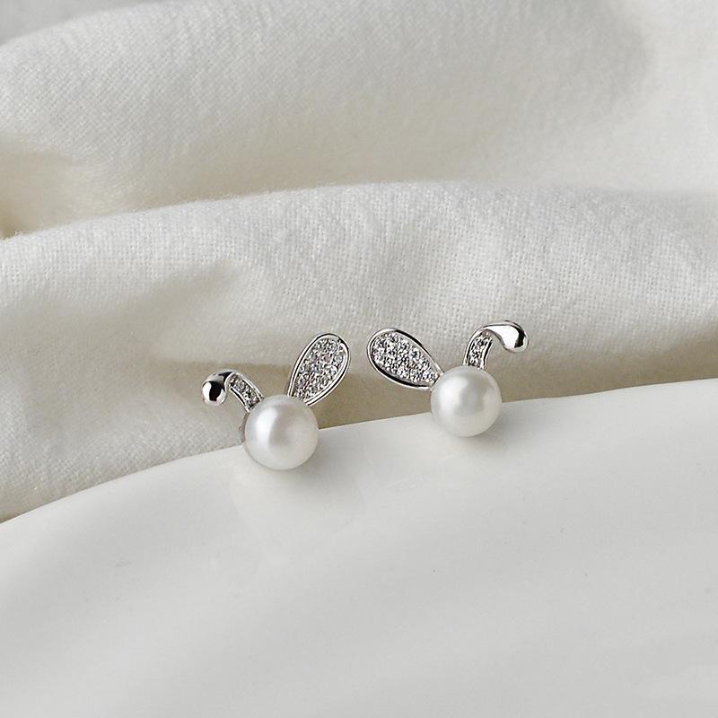 Rabbit Pearl Earrings Cute Animal Earrings Year Niche Feeling