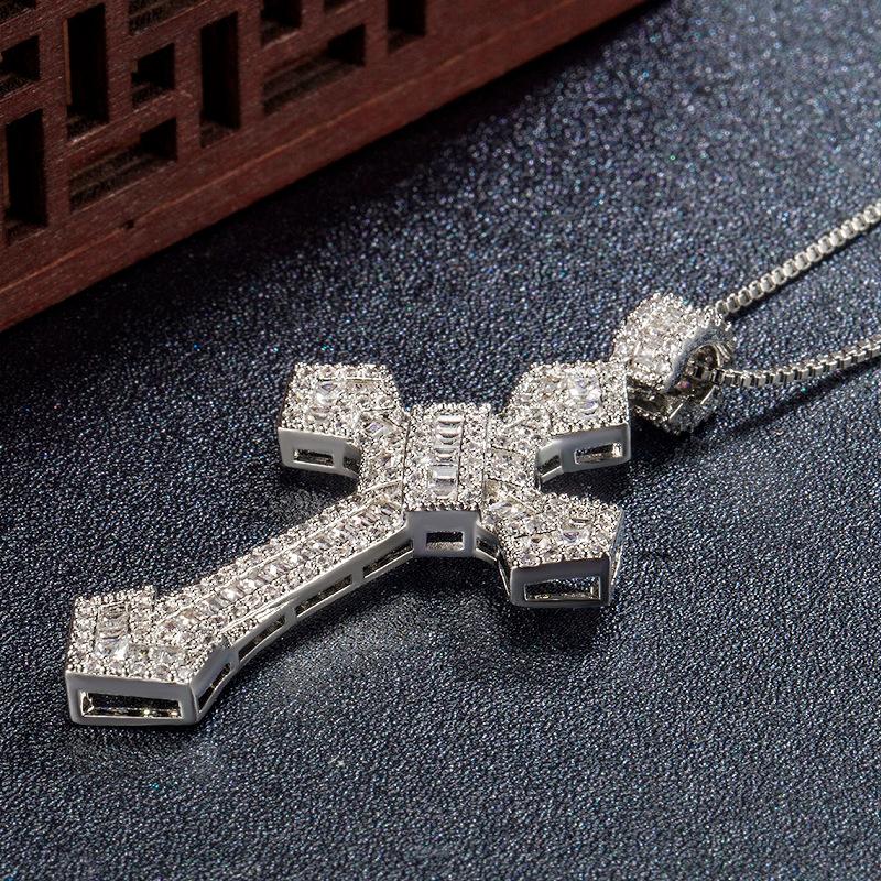 Hip-Hop Diamant Bohren Kreuz-Streifen Halskette Street Dance Kurze Micro Microex Persönliche Männer Und Frauen Paar Anhänger