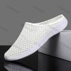 Fashion Couple's Large Size Shoes 2025 Summer Breathable Fly Weave Half Casual Shoes Woman Outdoor Lightweight Slip on Slippers Men