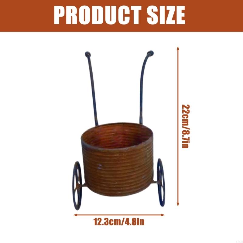 Antique Iron Wheelbarrow Flower Pot Container Planter Holder For Lawn Balcony Home Garden Decoration Indoor Outdoor Use Y5GB