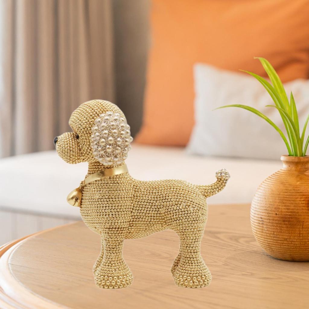 Beaded Dog Resin Statue Animal Sculpture Table Centerpiece Puppy Figurine Desk Figure for Party Bedroom Housewarming Cabinet