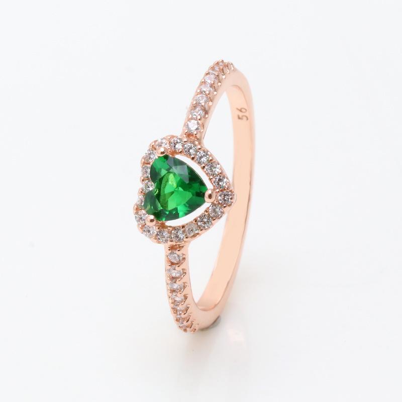 New Transparent Tilted Heart Single Stone Silver Ring Women s Rose Seashell Emerald Ring Gift 5