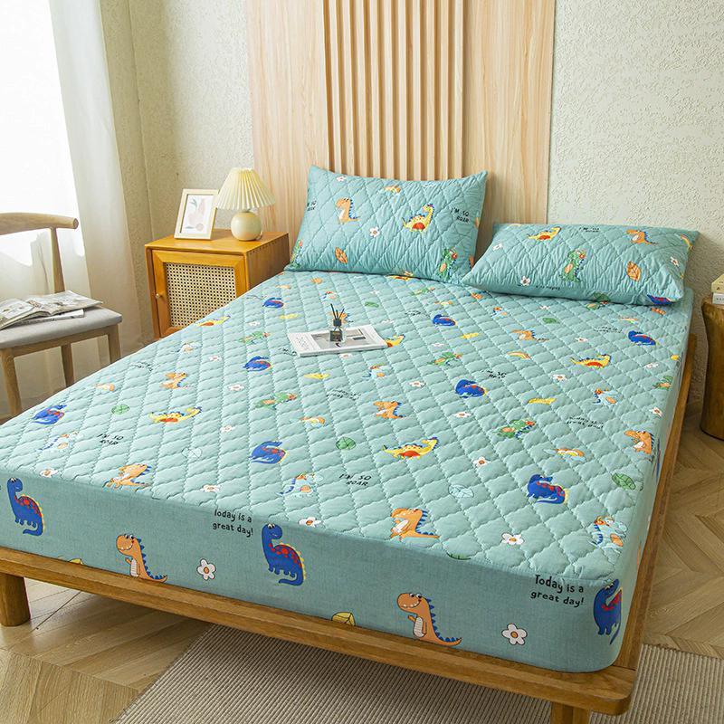 Waterproof Fitted Bed Sheet with 360 Elastic Band Quilted Mattress Protector Cover for Single Double King Queen Size Bedsheet
