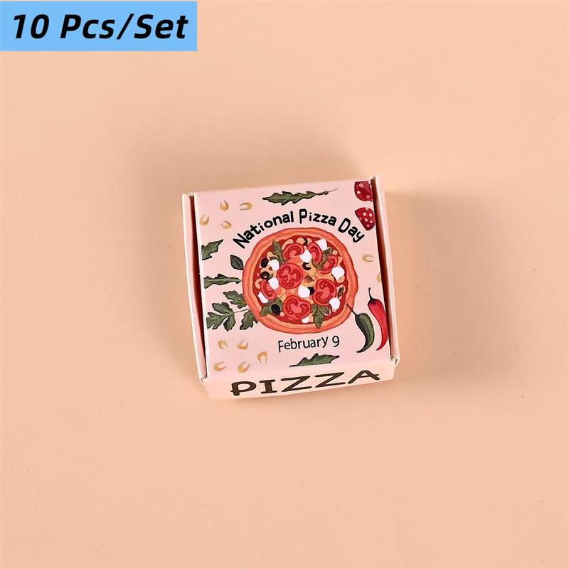 5/10 Pcs 1:12 Dollhouse Miniatures Pizza Box Model Doll House Accessories Decor Simulation Mini Food Toys Pretend Play Toys DIY