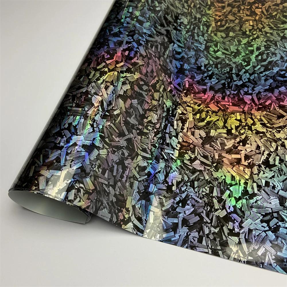 

High Glossy Laser Forged Carbon Fiber Vinyl Wrap Film Self Adhesive Decal Stickers For Car Hood And Auto Body 10X152 CM