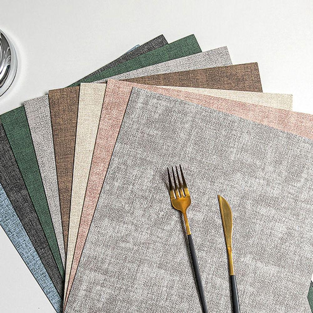 4pcs PU Leather Placemat Rectangular Dish Mat Kitchen Supplies Coasters  Dinning