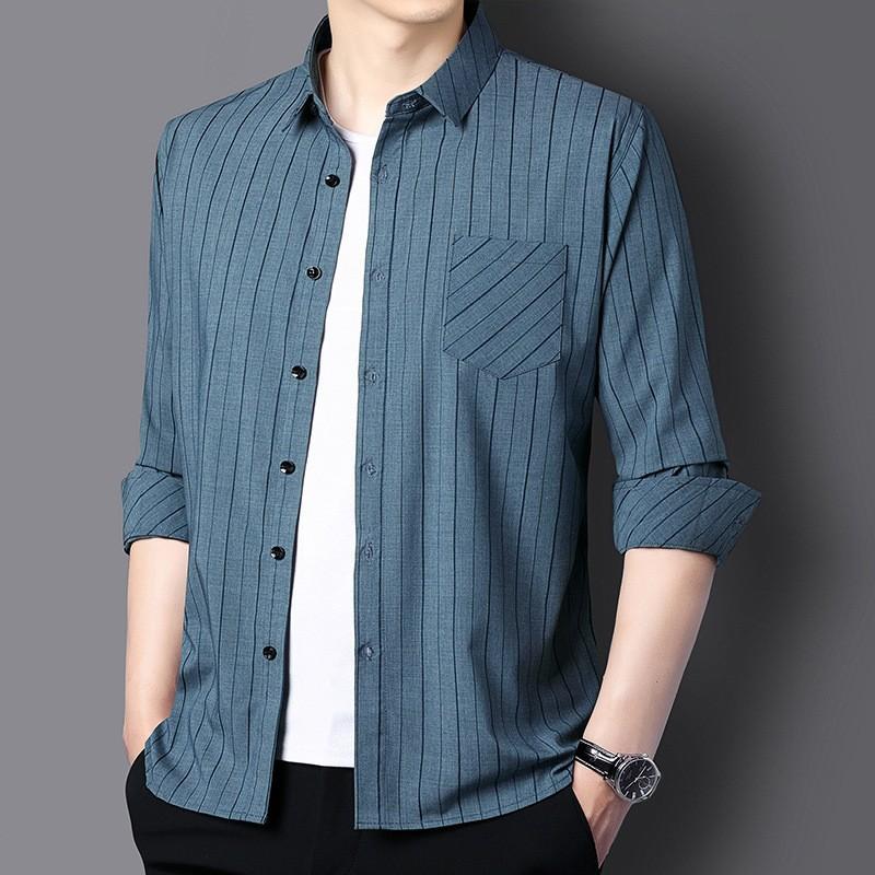 Мужская осенняя новая мужская рубашка с длинным рукавом — фото 5