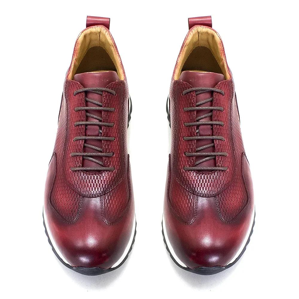 Fashion Men's Genuine Leather Casual Sneakers Lace-Up Comfortable Oxford Breathable Fashion Walking Shoes Outdoor Flat Footwear
