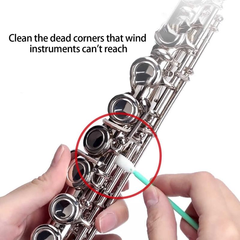50pcs Professional Instrument Cleaning Sticks Cotton Swabs For Brass Key Gaps Efficient Saxophone Dust Absorption