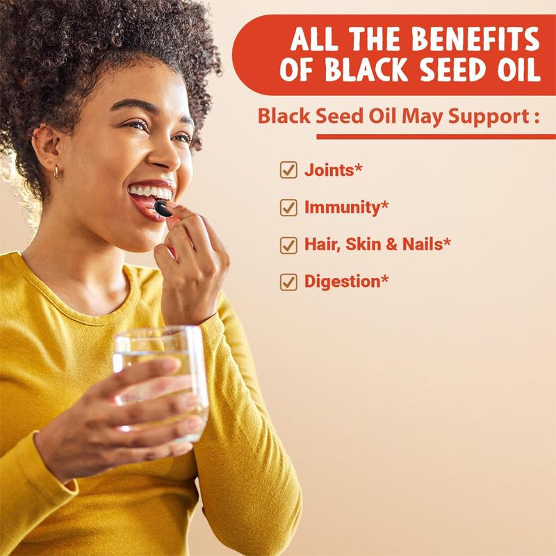 Olio di semi di cumino nero premium spremuto a freddo, 500 mg per porzione, supporta la salute delle articolazioni e della pelle, facilmente assorbibile.