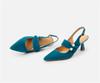 Fashion 2025 New Spring Suede Leather Slingbacks Pumps Fashion Pointed Toe Shallow High Heels Buckle Strap Heels for Women Women Shoes