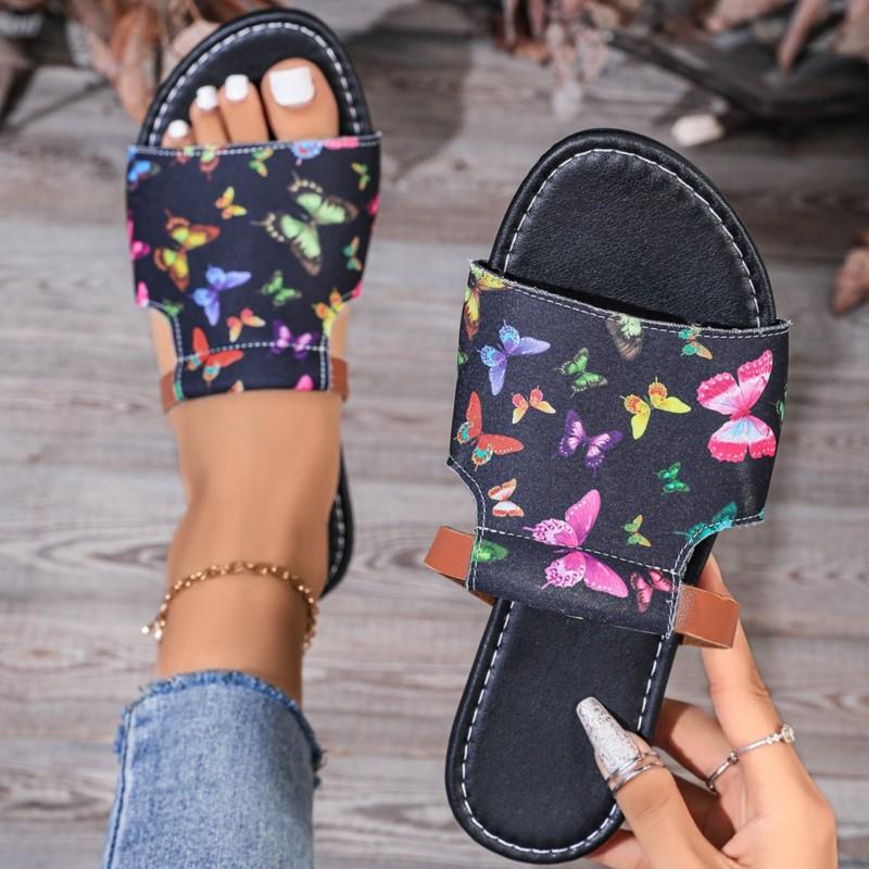 Fashion 2024 EVA Flower Printed Slipper Womens Multicolor Bottom Shoes Summer Anti-slip Slippers Flat Flip Flops Zapatos Para Mujeres
