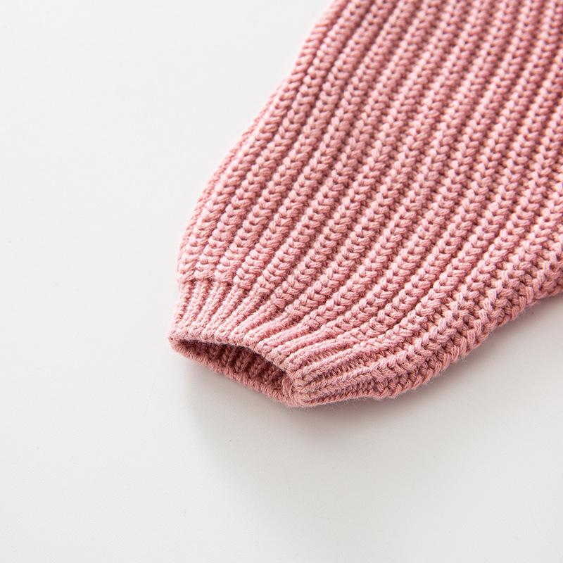 Trendy European & American Girls' Solid Color Knit Sweater - Children's Fashion