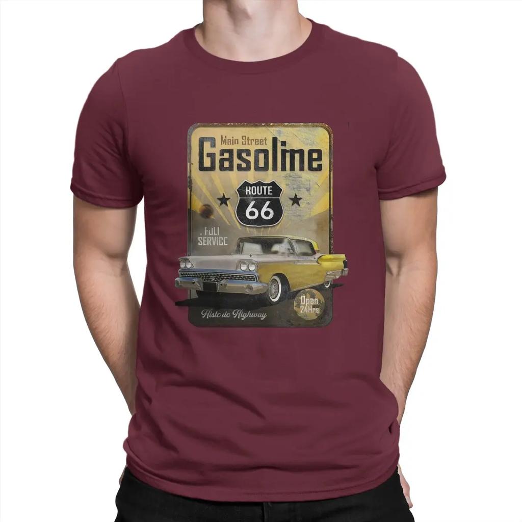 Route 66 Gasoline Unique TShirt Vintage 66 Route Casual T Shirt Summer Stuff For Men Women