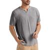 Men's Casual -color Short-sleeved Shirt With V-neck And Light Short-sleeved Top