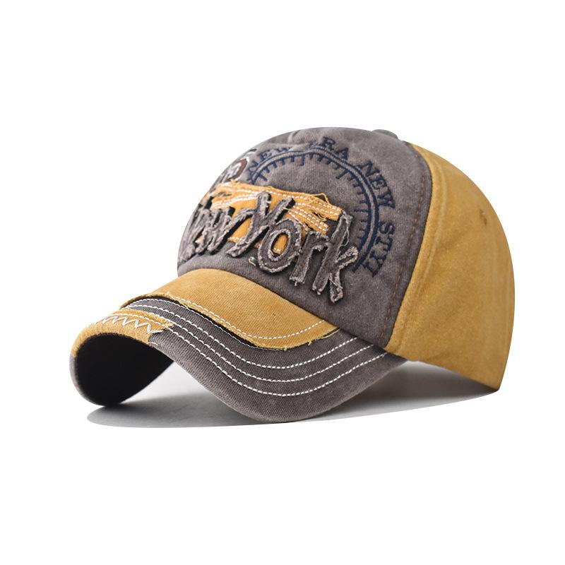 

Vintage NEW YORK Embroidered Water Washed Baseball Cap, Spring and Summer Outdoor Sunscreen Versatile Duck Tongue Cap,Adjustable Adjustable жовтий