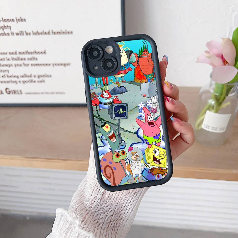 Cartoon Cute S-SpongeBob Anime Phone Case For IPhone 17 16 15 14 13 12 11 Air Plus Pro Max Soft Back Cover