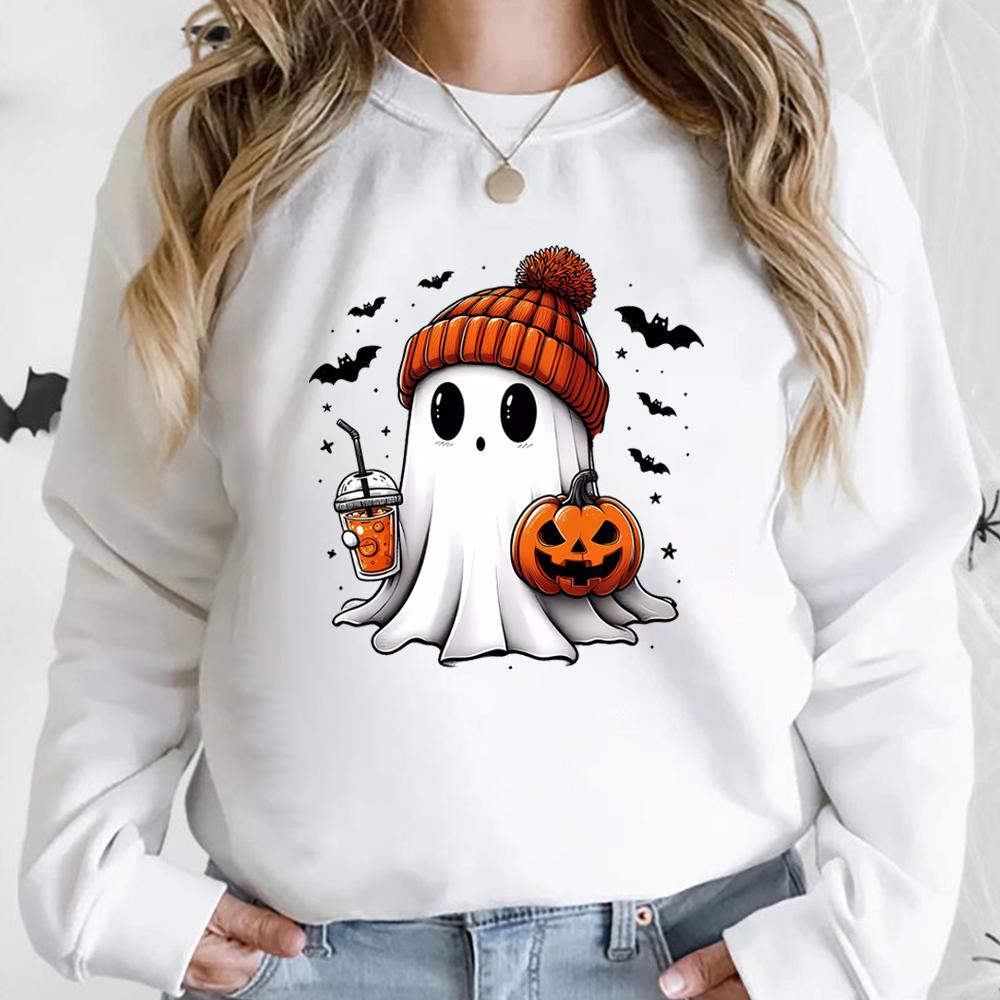 Halloween Ghost Sweatshirt Cute Halloween Pullover Halloween Women's Hoodie Spooky Season Tee Trick or Treat Sweatshirts