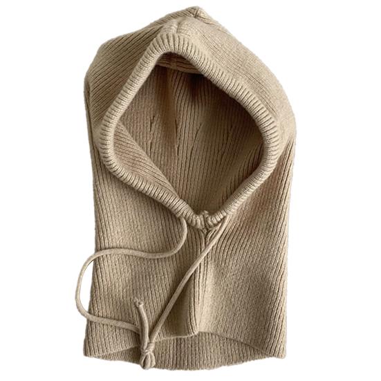 Scarf Hat Solid Color Adjustable Straps Winter Knitted Hat Head Neck Ear Protection Cold Weather Accessories