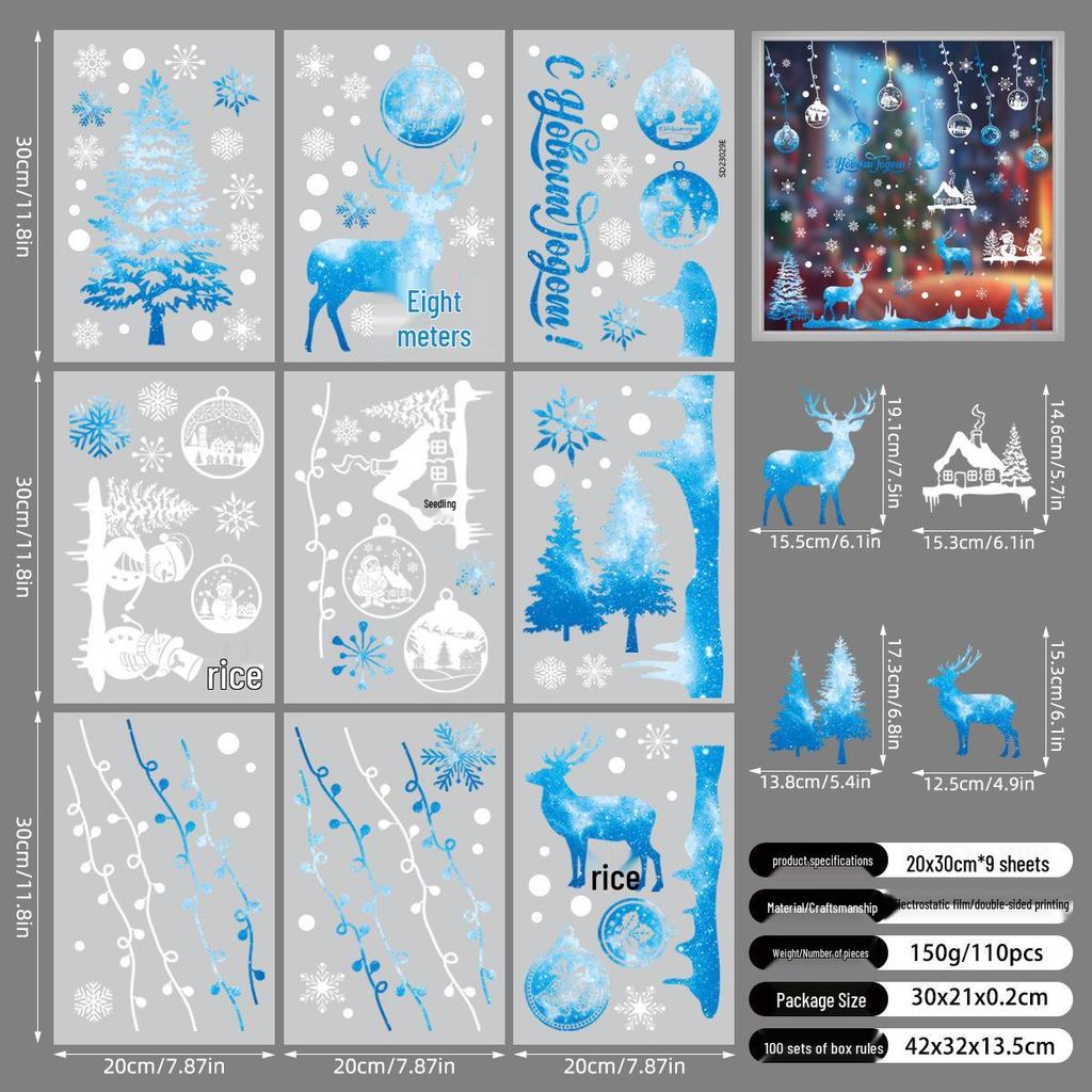 Christmas Window Stickers: Snowflake & Santa Claus Designs for Glass Doors and Windows