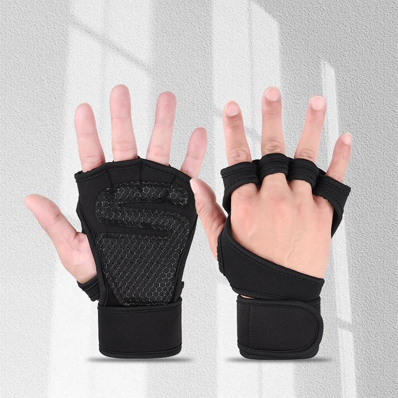 Anti Slip Horizontal Bar Equipment Training Pull-up Anti-cocooning Sports Gym Fitness Half Finger Gloves with Wrist Guards