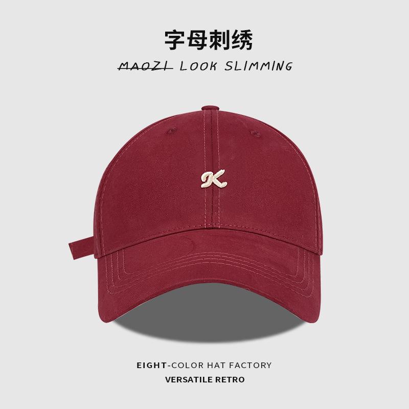 K letter soft top baseball cap children big head circumference wide brim four seasons versatile face small sunshade cap men