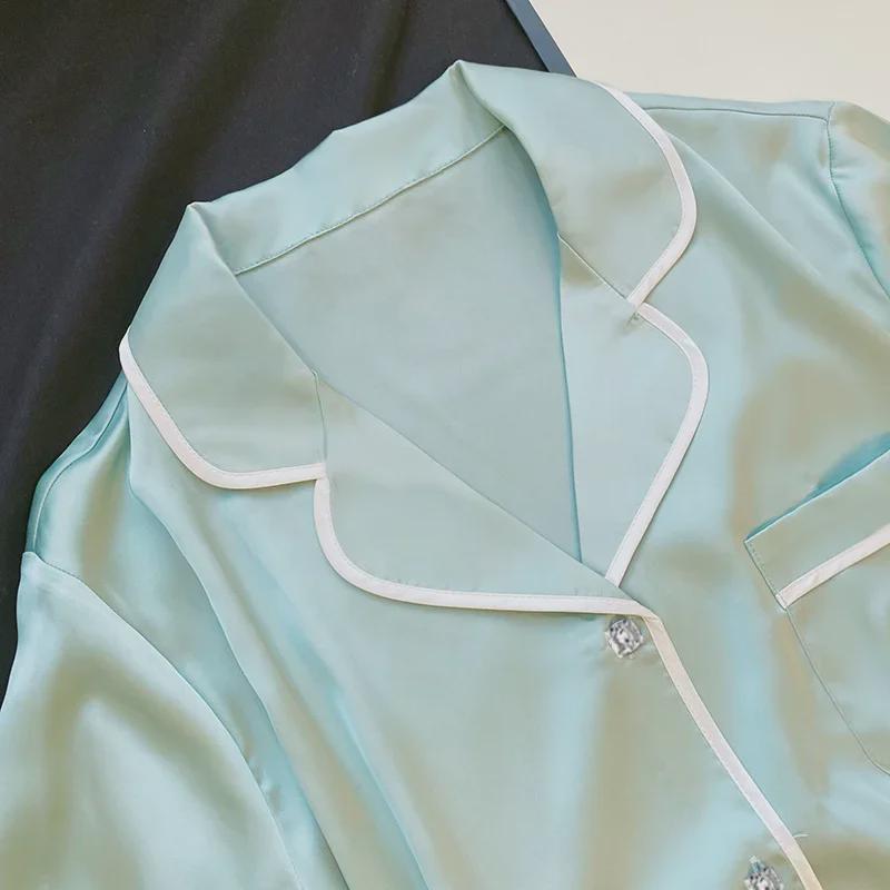 Women's Ice Silk Lace Pajama Set - Short-Sleeve, Solid Color, Princess Style, Casual Home Wear