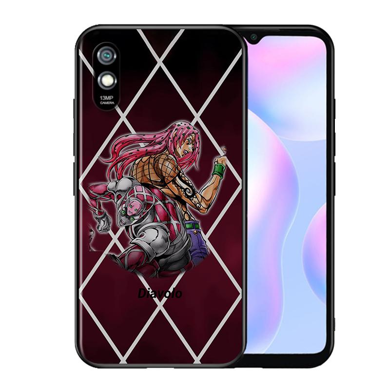 Anime JoJo Diavolo dla Xiaomi Redmi 9C 9T 9I 9AT 9A 9 8A 8 7A 7 6A 6 5 A 4X Prime Pro Plus czarny miękki futerał na telefon