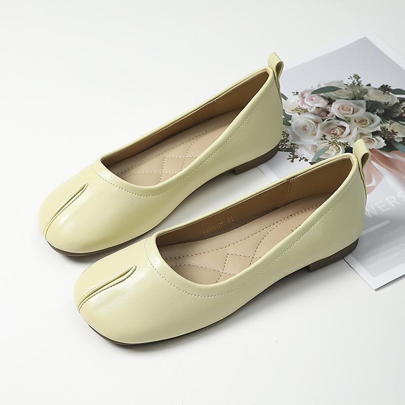 Fashion Flat Shoes Women's Plus Size Women's Shoes 41-43 Spring and Autumn New Shallow Square Toe Split Toe Shoes Loafers Women