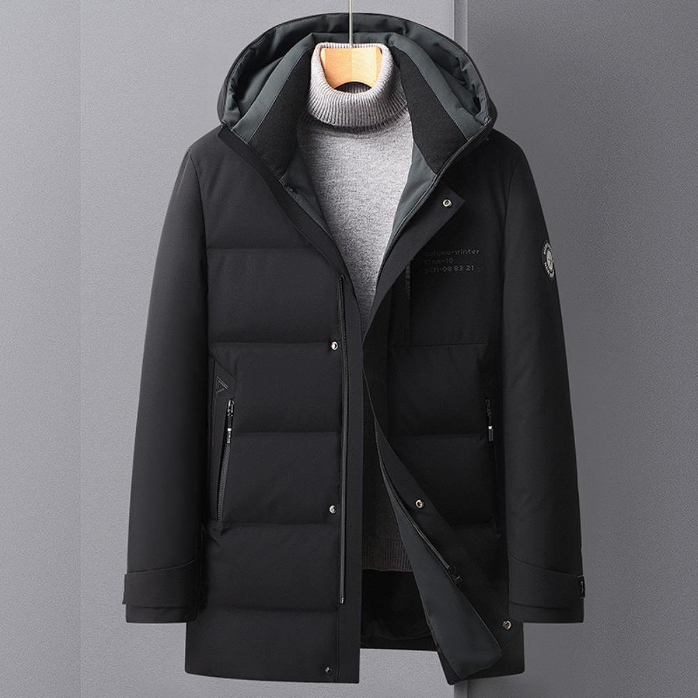Winter New Men's Medium and Long Middle-aged Thickened Warm Dad Loose Coat