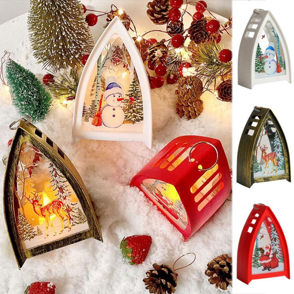 

Triangle Snowman Night Light Decorative Elk LED Desk Light Christmas Lantern Decoration