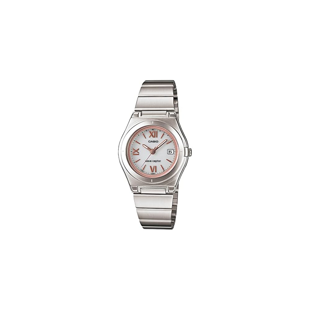 Casio Wave Scepter Solar Radio-Controlled Watch Women s White Pink 10 Bar Water Resistant