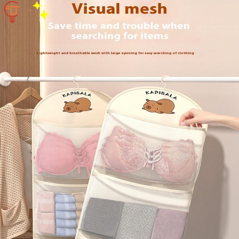 2/3Layer Large Capacity Storage Mesh Bag Underwear Socks Storage Bag Breathable Wardrobe Organizer With Clothes Hanger