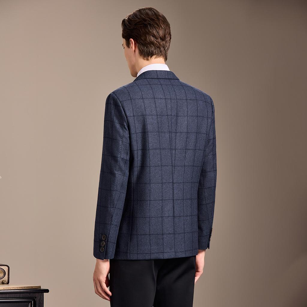 [Fine spun mulberry silk&wool] Autumn and winter casual woolen suit men's color woven plaid light luxury single suit jacket