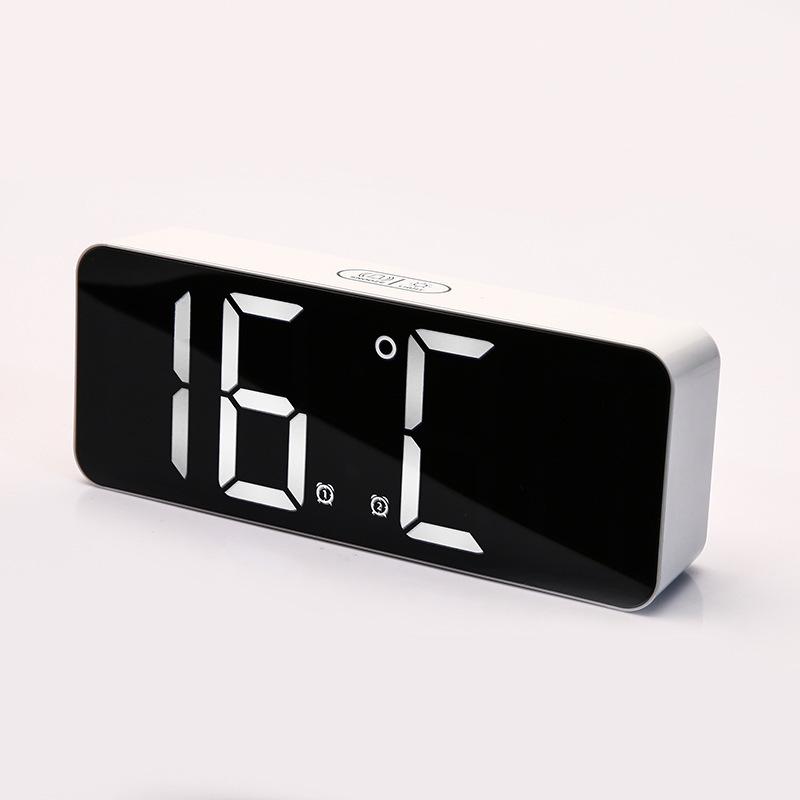 Nordic Style White Texture Alarm Clock Simple Rectangular Large Font Clock Two Sets of Alarm Clock