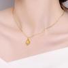 Gold Water Drop Lotus Pendant Necklace for Men and Women - Alloy Material, Safe Decoration